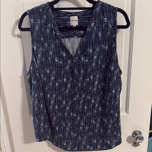 NIC+ZOE Blue and White Sleeveless Tank Top